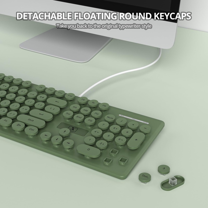 iRoboosta Full Size Blue Backlit Membrane Keyboard, 104 Keys Green