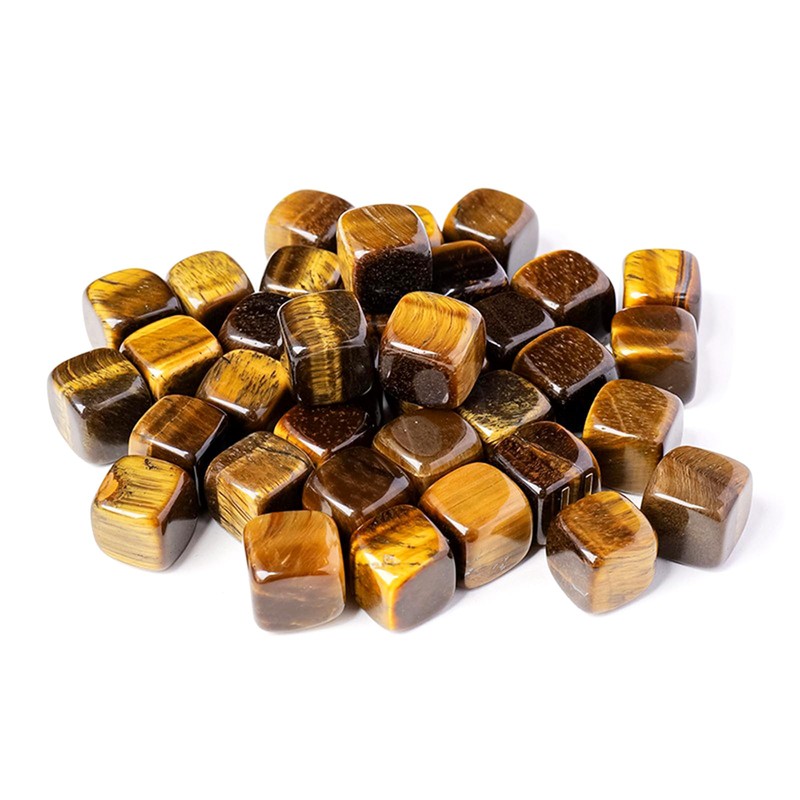 Tiger's Eye Crystal Dice Set - 7 Pieces 1.3 cm