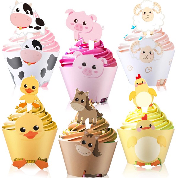 Blulu - 60 envoltorios y Adornos para Cupcakes, diseño de
