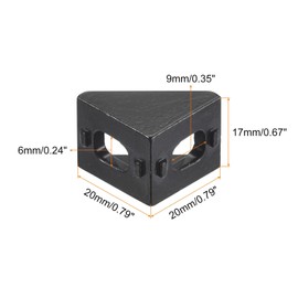 TA-VIGOR 4 Sets Inside Corner Bracket Gusset Kit, L-Shape 20x20x17mm 2020 Aluminum Angle Connector with T-Slot Nuts Bolts Washers(Black/ 8 x T-Slot Nuts & Hex Socket Bolts & Washers)