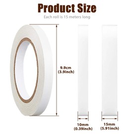 MIETONG Double Sided Sticky Tape - 3 Rolls Adhensive Sticky Tapes Craft Tape Multipurpose Double Sided Tape for Craft, DIY, Scrapbooking, Sewing, Card, Wrapping (Width 10mm, 15mm)