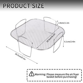 GLAITC Air Fryer Rack, Air Fryer Accessories Stainless Steel Airfryer Rack Square Dehydrator Rack Multi-Purpose Cooking Rack Toast Rack Grilling Rack Air Fryer Shelf Compatible with Most Air Fryer