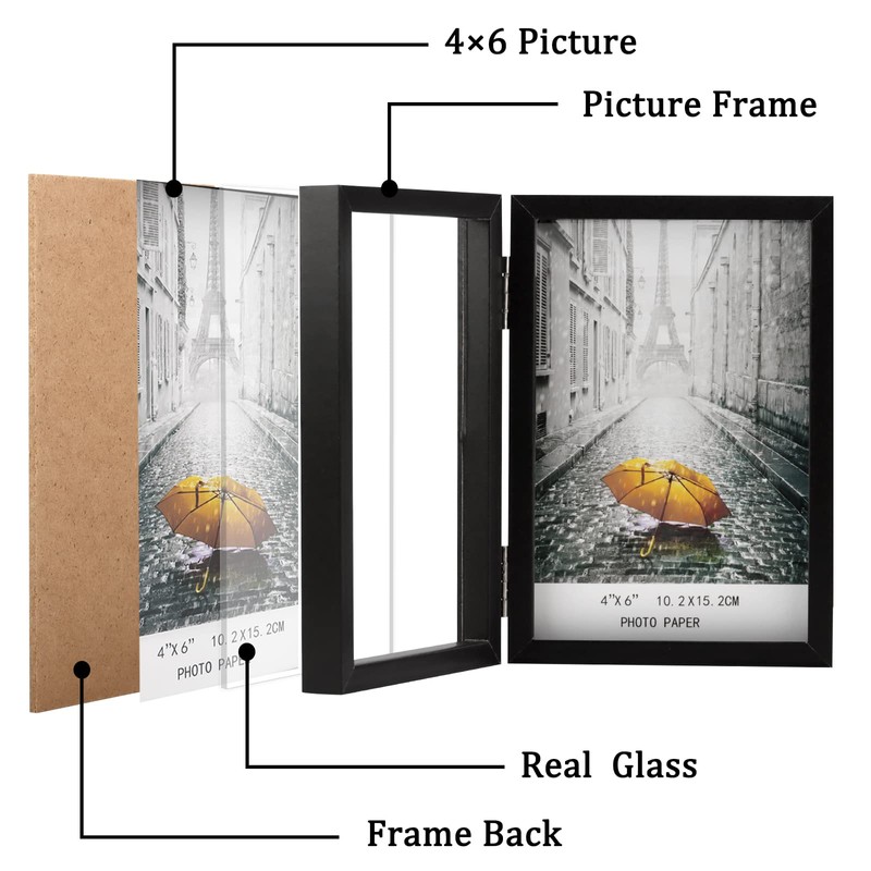 ORIVAN 4x6 Double Picture Frames Hinged Folding Photo Frames with
