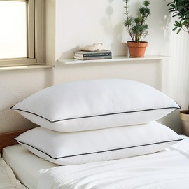 Acanva Bed Pillows Queen Size Set of 2, Fluffy 3D Down Like Filled, Machine Washable, Soft and Supportive for Side, Back or Stomach Sleepers, White 2 Count