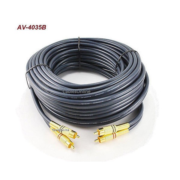 CablesOnline 35ft 2-RCA to 2-RCA Gold-Plated Male to Male DJ/Mixer/Stere