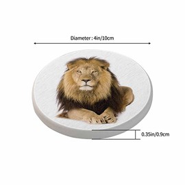 oFloral Wild Lion Coasters for Drinks Animal King in Woods Sharp Eyes Cups Place Mats for Home Decor Set of 2, 4 Inch