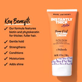 Marc Anthony Instantly Thick Styling Hair Cream (2-Pack) - Vitamin E & Biotin for Thicker, Fuller Hair with Lightweight Hold - Volumizing Product for Thin, Flat Hair