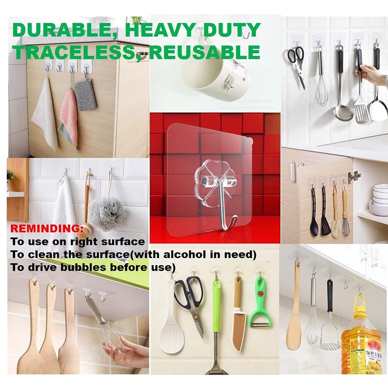 33lbs Adhesive Sticky Hooks for Hanging on Wall or Ceiling,