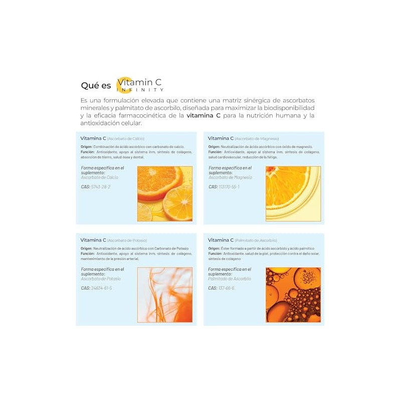 ETERNAL NUTRITION Infinity: Vitamina C con L-Glutatión y Zinc (200