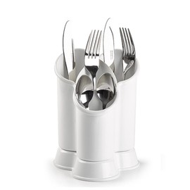 2 Compartments High Grade Plastic Sink Tidy Cutlery Drainer Caddy Holder, Utensil Drainer for Home and Kitchen Rustproof Store Washed Cutlery Utensils(Silver - Design 1)