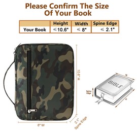Octsky Bible Book Covers for Boys, Kids Bible Case Bible Protective with Pocket, Camo-1