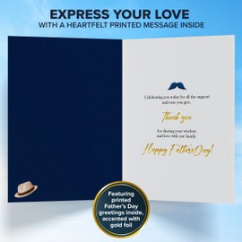 Decorably Happy Fathers Day Card Set with Hat & Sunglasses Cutouts - 5x8in Fathers Day Card from Daughter with Envelope & Stickers, Happy Father's Day Card with Printed Message, Fathers Day Card