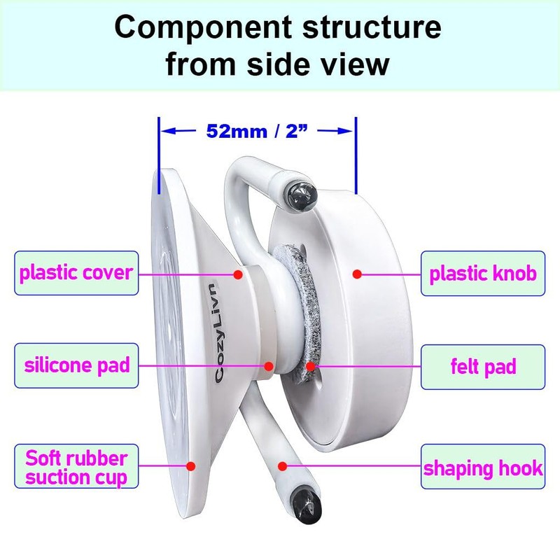 CozyLivn Flexible Suction Hook with Dual Moldable Arms – for