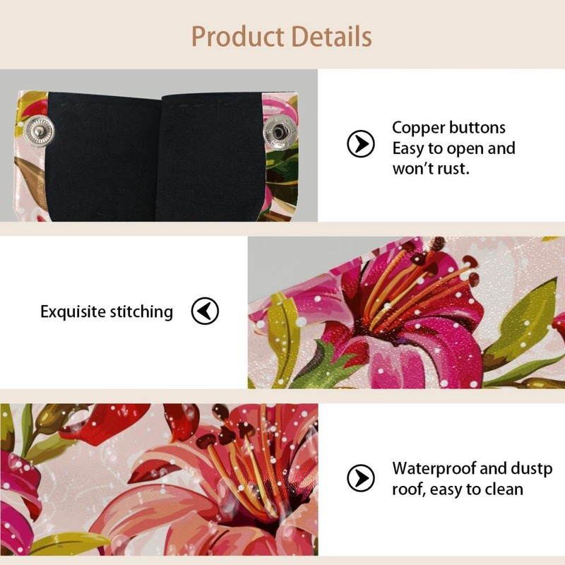 2 Pack Tissue Box Cover Holder, Greenish Lily Flower Rectangle