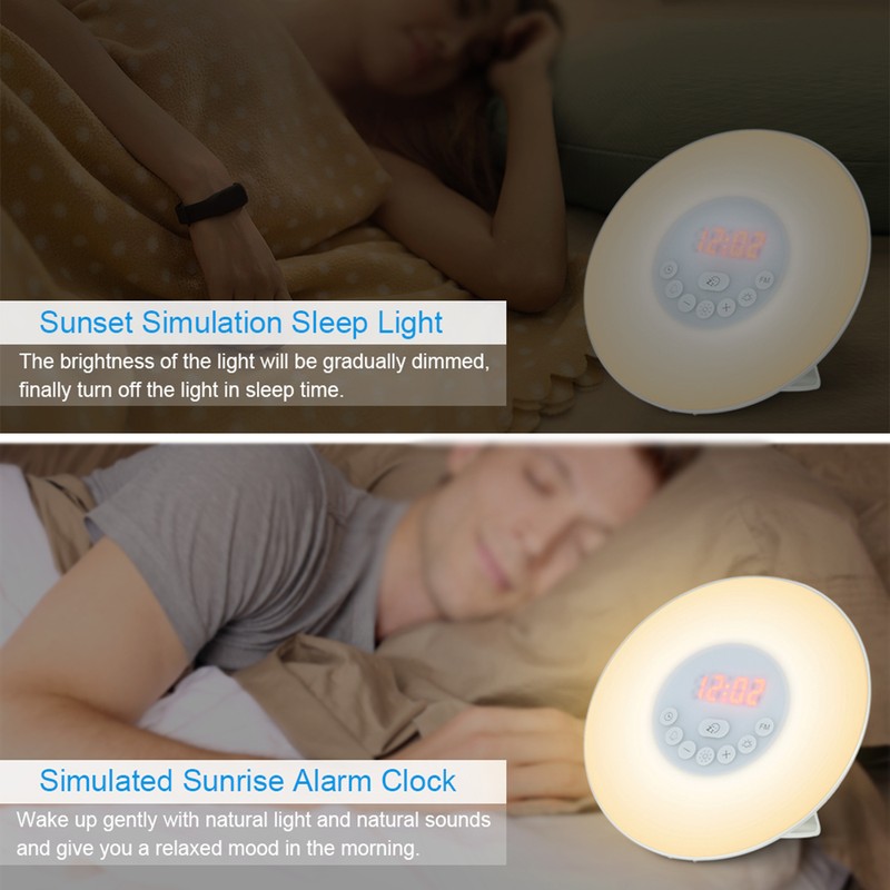 Wake Up Light Alarm Clock Sunrise/Sunset Simulation Digital Clock with
