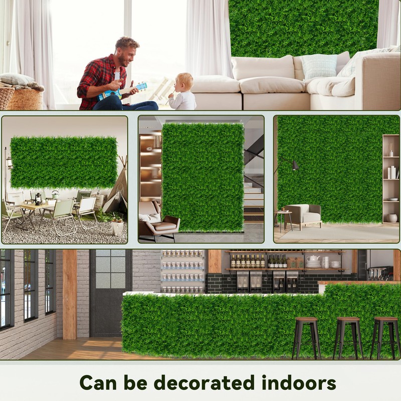 DOPGIB Greenery Faux Grass Wall Backdrop: 20"x20" (4P) UV-Anti Artificial