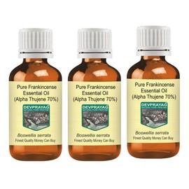 Devprayag Pure Frankincense Essential Oil (Alpha Thujene 70%) Boswellia serrata Natural Therapeutic Grade Steam Distilled (Pack of Three) 100ml X 3 (10 oz)