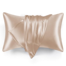 Love's cabin Satin Pillowcase for Hair and Skin (Camel Taupe, 20x36 inches) Similar to Silk Pillow Cases, King Size Pillow Cases Set of 2 - Satin Cooling Pillow Covers with Envelope Closure