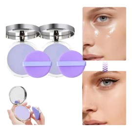 2pcs Polvo Matificador Cremoso Lavanda Maquillaje Mate Textura Seda Control de Aceite Elimina Brillo Facial Larga Duracion ， prebase y polvos fijadores ，Adecuado para todos los tonos de piel。Mynorcal