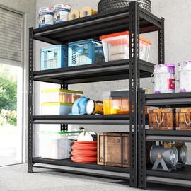 Huhaneon Adjustable Garage Storage Shelves, 40''W Garage Shelving Heavy Duty Loads 1680LBS, Metal Industrial Utility Shelf for Warehouse, Kitchen, Laundry Room,40" W x 15.7" D x 72" H,Black