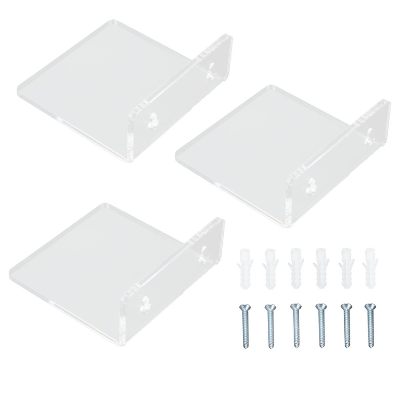 3PCS Clear Acrylic Display Rack Wall Mounted Floating Shelf for