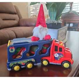 DOLOOWEE CHRISTMAS TRUCK PULL BACK CAR MUSICICAL W/ PLUSH CANDY CANE GINGER TOY
