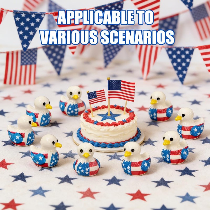 50 Pcs Patriotic Eagle Duck Figurine Mini Resin Veteran Ducks