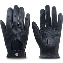 ZLUXURQ Women's Retro Soft Thin Lambskin Leather Touchscreen Driving Gloves with Mesh, (pantalla Táctil/Piel De Oveja/Malla)