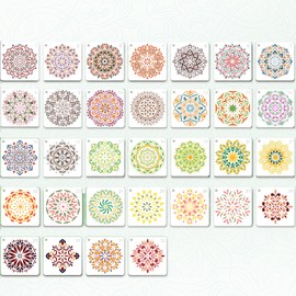 32 Stück Schablonen Set 12x12cm Wiederverwendbare PET Malvorlagen für DIY Projekte Möbelgestaltung Textilgestaltung Bastelschablonen mit Aufhängerloch für Holz Stoff Scrapbooking Kreativhandwerk