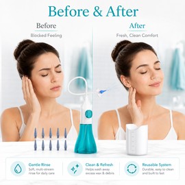 Ear Wax Removal Irrigation Kit for Home Care – Manual Ear Cleaning Bottle with Disposable Tips