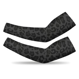 QiErDesign Black Leopard Sports Compression Arm Sleeves for Men & Women - Youth Arm Sleeve Baseball - Volleyball Sleeves & Basketball Sleeve