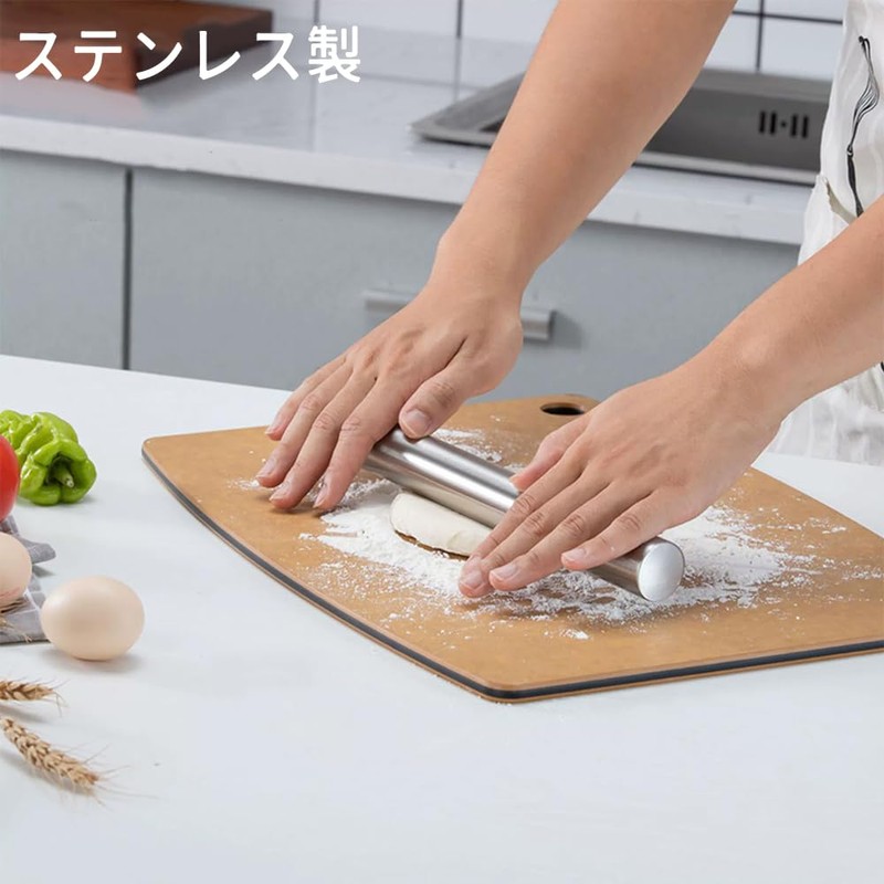 Rolling Pin, 10.0 inches (25.4 cm), Stainless Steel, Pipe Type,