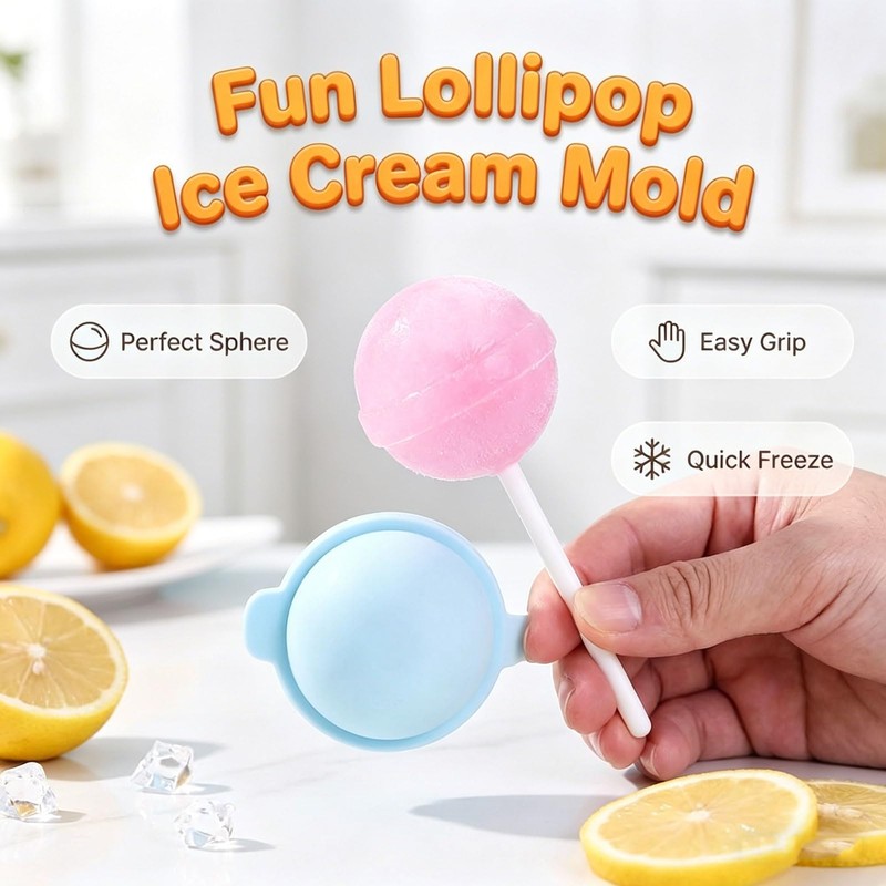 8Pcs Silicone Lollipop Popsicle Molds, BPA Free Reusable Ice Cream