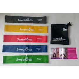 Sweat&Co Resistance Loop Exercise Bands/Pilates Flexbands (Set of 5 Resistance Bands) with Carry Bag by Bargains&Co