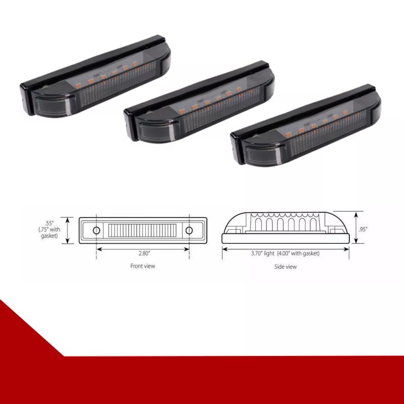 APOLLOLED 3pcs Smoked White LED Grille Marker Hood Scoop Light