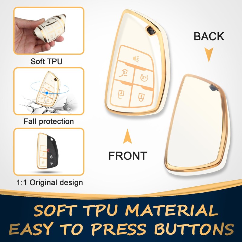 QBUC for Chevy Key Fob Cover with Keychain Soft TPU