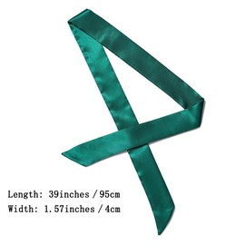 10 Pcs Long Thin Small Skinny Scarf Satin Neck Tie Ribbon Choker for Women Girls (Dark green)
