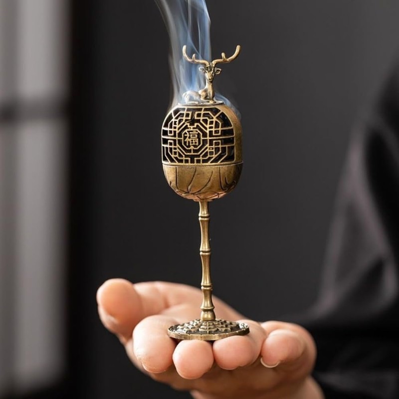 Chinese High Foot Deer & Happiness Design Incense Burner -