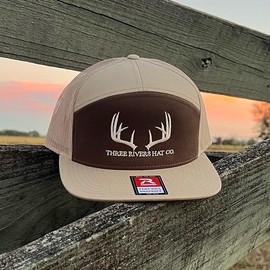 Classic Whitetail Rack-Flat Bill Hat Richardson 168 (5 color options) - Color: Dark Brown/Khaki