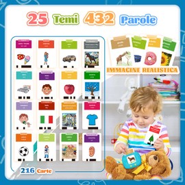 Giochi Bambini 2 Anni, Giochi Montessori, Flashcard in Italiano e inglese con 432 Parole, Amico Vocabolo Gioco Viene Fornito con 216 Carte,Regali e Giocattoli per Ragazze e Ragazzi dai 2 Anni in Su