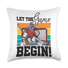 Athletic Hockey Ice Rink Team Sports Let The Game Begin Goalie Sports Goalkeeper Ice Hockey Throw Pillow, 18x18, Multicolor