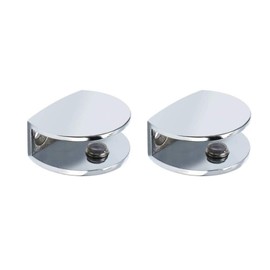 2 x Frameless Rectangular Adjustable Glass Brackets for Heavy Duty Shelf Polished Chrome