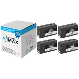 SuppliesMAX Remanufactured Replacement for HP OfficeJet Pro 7720/7730/8200/8210/8700/8720/8725/8730/8740 Black High Yield Inkjet (4/PK-3000 Page Yield) (NO. 956XL) (L0R40AE_4PK)