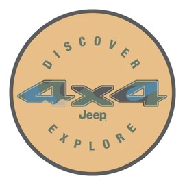 Jeep Sticker 4X4 Discover Explore Screen Printed Round Vinyl Sticker 4" x 4"