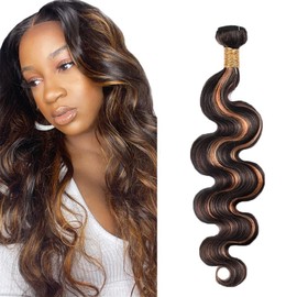 Brown Highlight Bundles P1B/30 Body Wave Bundles Brazilian Unprocessed Virgin Hair 1 Bundle 22 Inch Light Brown Body Wave Bundles Two Tone Black Mixed With Brown Bundles