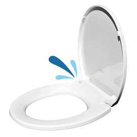 GenieBidet Round Toilet Seat | Noiseless Toilet Cover Seat and Toilet Lids - Durable Plastic Toilet Seat for Easy Installation w/Mounting Tools and Attachments Included | Toilet Seat Round White