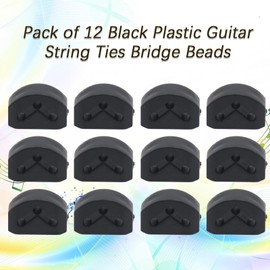 Cheerock Pack of 12 Plastic Guitar String Ties Bridge Beads, 3 Hole Guitar String BridgeBeads, Guitar String Fasteners for Acoustic Classical Guitar Nylon String Guitar Ukulele(Black)