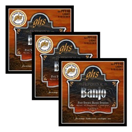 GHS Strings BANJO - Nickel Plated String Set - 5-String - PF110 - Light, 3 Sets of PF110