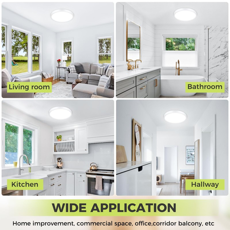 hepside LED Ceiling Light,3000K/4000K/6500K 3 Color Temperature, Waterproof IP54 LED