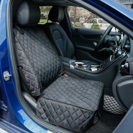 PETICON Front Seat Cover 2 Pack, Full Protection Dog Car Seat Cover with Side Flaps, Nonslip Scratchproof Captain Chair Seat Cover Fits for Cars, Trucks, SUVs, Jeep, Black